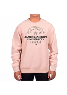 Uscape James Madison Dukes Mens Pink Heavyweight Long Sleeve Crew Sweatshirt
