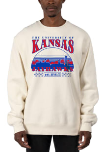 Uscape Kansas Jayhawks Mens White Heavyweight Long Sleeve Crew Sweatshirt