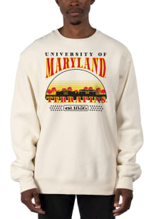 Uscape Maryland Terrapins Mens White Heavyweight Long Sleeve Crew Sweatshirt