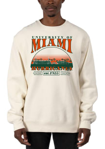 Uscape Miami Hurricanes Mens White Heavyweight Long Sleeve Crew Sweatshirt