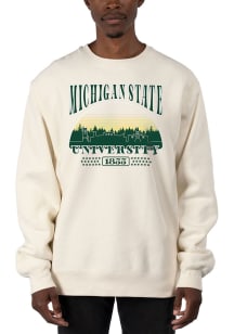 Uscape Michigan State Spartans Mens White Heavyweight Long Sleeve Crew Sweatshirt