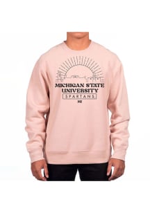 Uscape Michigan State Spartans Mens Pink Heavyweight Long Sleeve Crew Sweatshirt