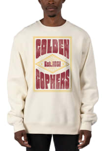 Mens Minnesota Golden Gophers White Uscape Heavyweight Poster Crew Sweatshirt