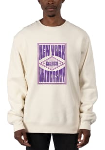Uscape NYU Violets Mens White Heavyweight Long Sleeve Crew Sweatshirt