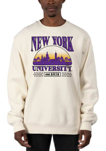 Uscape NYU Violets Mens White Heavyweight Long Sleeve Crew Sweatshirt