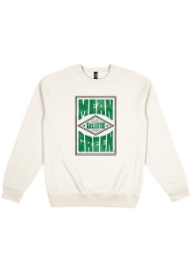 Uscape North Texas Mean Green Mens White Heavyweight Long Sleeve Crew Sweatshirt