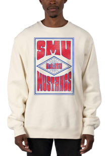 Uscape SMU Mustangs Mens White Heavyweight Long Sleeve Crew Sweatshirt