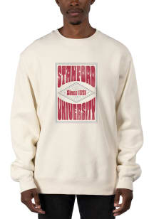 Uscape Stanford Cardinal Mens White Heavyweight Long Sleeve Crew Sweatshirt