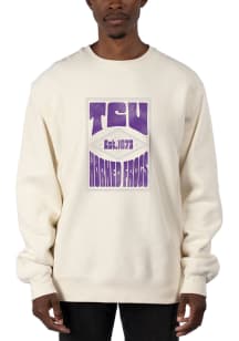 Uscape TCU Horned Frogs Mens White Heavyweight Long Sleeve Crew Sweatshirt