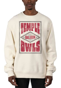 Uscape Temple Owls Mens White Heavyweight Long Sleeve Crew Sweatshirt
