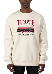 Uscape Temple Owls Mens White Heavyweight Long Sleeve Crew Sweatshirt