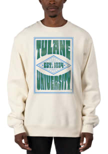 Uscape Tulane Green Wave Mens White Heavyweight Long Sleeve Crew Sweatshirt