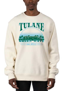 Uscape Tulane Green Wave Mens White Heavyweight Long Sleeve Crew Sweatshirt
