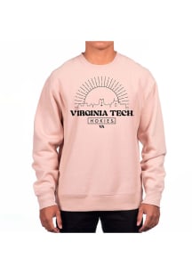 Uscape Virginia Tech Hokies Mens Pink Heavyweight Long Sleeve Crew Sweatshirt