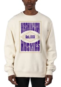 Uscape Washington Huskies Mens White Heavyweight Long Sleeve Crew Sweatshirt