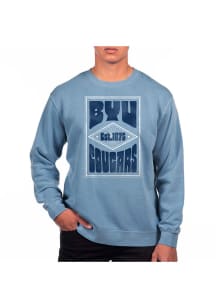 Uscape BYU Cougars Mens Blue Pigment Dyed Long Sleeve Crew Sweatshirt
