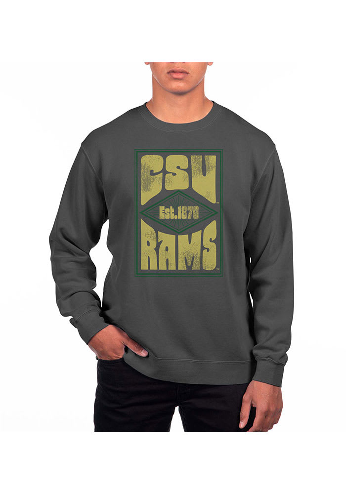 Colorado State Rams Mens Black Pigment Dyed Long Sleeve Crew Sweatshirt