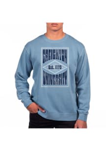 Uscape Creighton Bluejays Mens Blue Pigment Dyed Long Sleeve Crew Sweatshirt