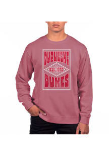 Uscape Duquesne Dukes Mens Maroon Pigment Dyed Long Sleeve Crew Sweatshirt