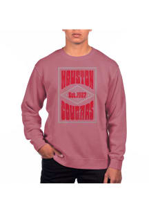Uscape Houston Cougars Mens Maroon Pigment Dyed Long Sleeve Crew Sweatshirt