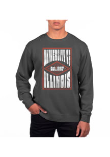 Uscape Illinois Fighting Illini Mens Black Pigment Dyed Long Sleeve Crew Sweatshirt