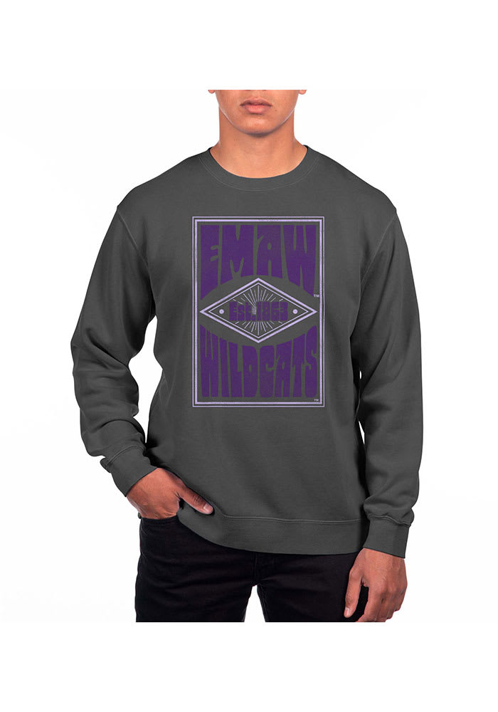 Uscape K-State Wildcats Mens Black Pigment Dyed Long Sleeve Crew Sweatshirt