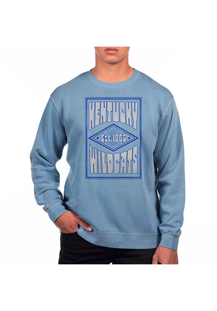 Uscape Kentucky Wildcats Mens Blue Pigment Dyed Poster Long Sleeve Crew Sweatshirt