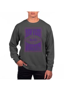 Uscape NYU Violets Mens Black Pigment Dyed Long Sleeve Crew Sweatshirt