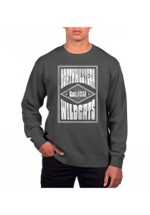 Uscape Northwestern Wildcats Mens Black Pigment Dyed Long Sleeve Crew Sweatshirt