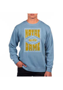 Uscape Notre Dame Fighting Irish Mens Blue Pigment Dyed Poster Long Sleeve Crew Sweatshirt