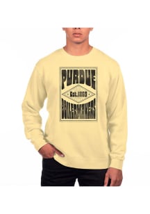 Uscape Purdue Boilermakers Mens Yellow Pigment Dyed Long Sleeve Crew Sweatshirt