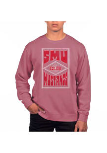 Uscape SMU Mustangs Mens Maroon Pigment Dyed Long Sleeve Crew Sweatshirt
