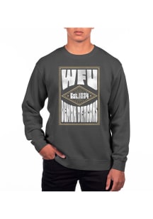 Uscape Wake Forest Demon Deacons Mens Black Pigment Dyed Long Sleeve Crew Sweatshirt
