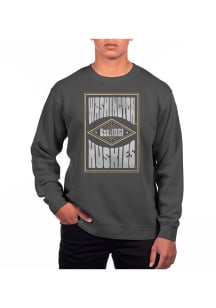 Uscape Washington Huskies Mens Black Pigment Dyed Long Sleeve Crew Sweatshirt