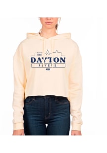 Uscape Dayton Flyers Womens White Crop Hooded Sweatshirt