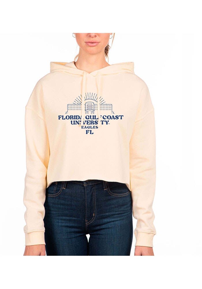 Women's Uscape Apparel Black Florida Gulf Coast Eagles Fleece Crop Crewneck  Sweatshirt