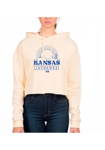 Uscape Kansas Jayhawks Womens White Crop Hooded Sweatshirt
