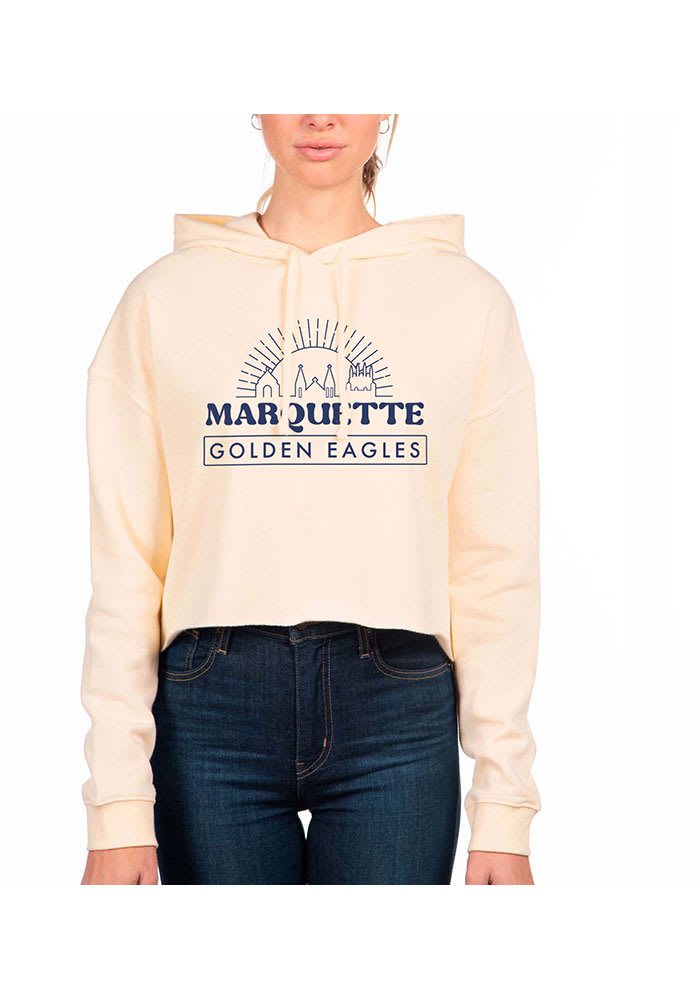Marquette Golden Eagles Womens White Crop Hooded Sweatshirt
