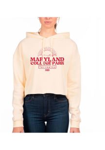 Womens Maryland Terrapins White Uscape Fleece Crop Hooded Sweatshirt