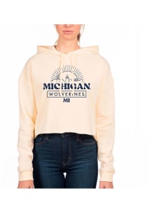 Uscape Michigan Wolverines Womens White Crop Hooded Sweatshirt
