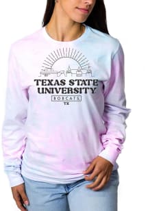 Uscape Texas State Bobcats Womens Pink Pastel Cloud Tie Dye LS Tee