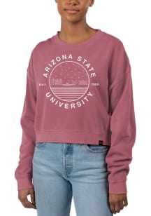 Uscape Arizona State Sun Devils Womens Maroon Pigment Dyed Crop Crew Sweatshirt