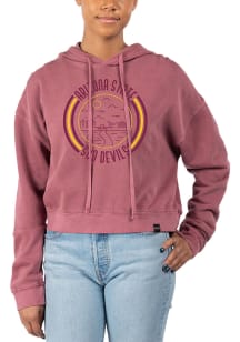 Uscape Arizona State Sun Devils Womens Maroon Pigment Dyed Crop Hooded Sweatshirt