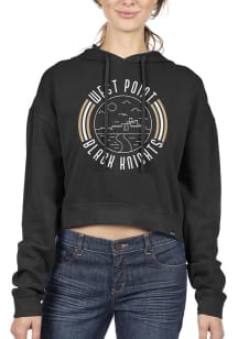 Uscape Army Black Knights Womens Black Pigment Dyed Crop Hooded Sweatshirt