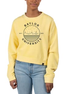 Uscape Baylor Bears Womens Yellow Pigment Dyed Crop Crew Sweatshirt
