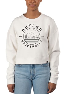 Uscape Butler Bulldogs Womens Ivory Pigment Dyed Crop Crew Sweatshirt