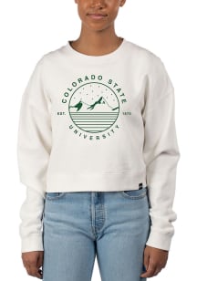 Uscape Colorado State Rams Womens Ivory Pigment Dyed Crop Crew Sweatshirt