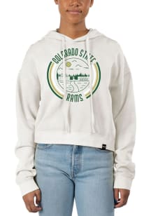Uscape Colorado State Rams Womens Ivory Pigment Dyed Crop Hooded Sweatshirt