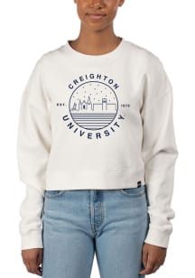 Uscape Creighton Bluejays Womens Ivory Pigment Dyed Crop Crew Sweatshirt