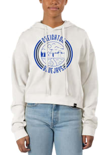 Uscape Creighton Bluejays Womens Ivory Pigment Dyed Crop Hooded Sweatshirt